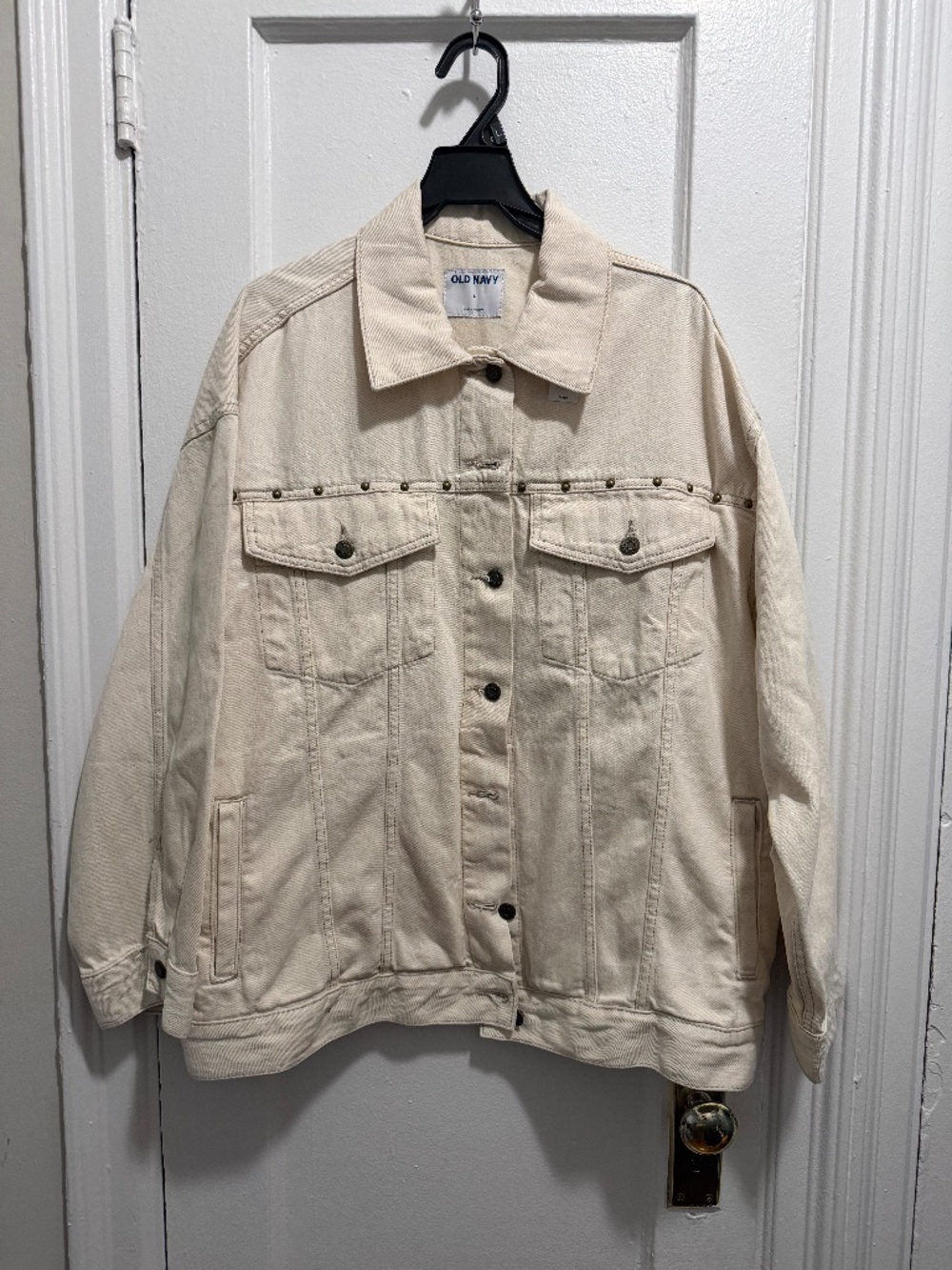 Old Navy Cream Jean Jacket with Stud Accents